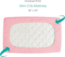 Mini Crib Mattress Protector Sheets Fitted Waterproof Mini Crib Mattress Protector Pad Cover Pink 2 Pack Quilted 38" x 24" by TinyTreasures Baby Boutique