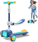 Unbreakable & Never Fall Down 2-in-1 Scooters Kids 3 Wheel Kick Scooter for Boys Girls Ages 3-8, Adjustable Height & Seat, Widened Non-Slip Deck, More Safer for Beginner Toddlers by TinyTreasures Baby Boutique