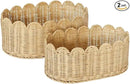 BEBE BASK Premium Scalloped Basket Set Of 2 - Scallop Basket - 16 x 10 x 7 Inch - Hand-Woven Elegant Wicker With Scalloped Edge - Nursery Storage (Natural) by GreenHaven Gardens