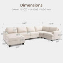 Nolany Sectional Sofa with Storage Ottoman, U Shape Sectional Couch Corduroy Modular Sectional Couches for Living Room, Beige by CozyNest Decor