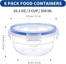 KIGI 6 PACK 10oz Plastic Round Bowls with Lid Airtight Food Storage Container Set Small Meal Prep Containers Bento Box by TinyTreasures Baby Boutique