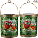 Starsoul 2 Pack Hanging Solar Lantern Outdoor Waterproof Owls Nestled on Branch Glass Decorative Solar Lights for Outside Garden Yard Table Patio Decor by GreenHaven Gardens