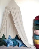 Bed Canopy with Frills Reading Nook Game Tent for Kids Boho Hanging Net Play Room Decor(Beige) by TinyTreasures Baby Boutique