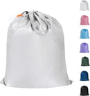 Polecasa Small Heavy Duty Laundry Bag with drawstring closure and Reinforced Handles, Easy to Carry Dirty Clothes Drawstring Bag for Travel, Camp 21”x24”, Silver by TinyTreasures Baby Boutique