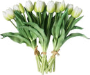 15pcs Artificial Tulips Flowers, Fake Tulips Real Touch, Faux Latex Bouquets, for Party Wedding Home Room Decoration (White) by CozyNest Decor