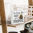 Funny Sea Turtle Bathroom Decor, Bathroom Beach Decoration, Are You Pooping Sign Funny Ocean Turtle Decor, Wooden Box Decor Sign for Home Farmhouse Office Living Room Table Shelf Tiered by CozyNest Decor