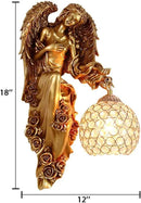 LITFAD Angel Wall Lamp Antique Spherical Sconce Light Decorated Bedside Lamp Clear Crystal 1 Light in Gold LED Wall Light for Bedroom Living Room Hotel - Right by CozyNest Decor