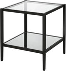 Henn&Hart 20" Wide Square Side Table with Mirror Shelf in Blackened Bronze, Table for Living Room, Bedroom by CozyNest Decor