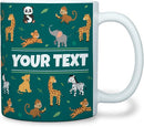 Personalized Mug for Kids - Zoo Animals - Custom Name/Text, Ceramic Hot Chocolate/Cocoa/Coffee Cup for Boys/Girls, Birthday/Christmas/Holiday Gift - 11 oz, White Handle by TinyTreasures Baby Boutique