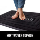 GORILLA GRIP 100% Waterproof All-Season WeatherMax Doormat, US Designed Natural Rubber, Stain and Fade Resistant, Low Profile Indoor Outdoor Door Mats, Easy Clean Patio Mat, 17x29, Black Welcome by CozyNest Decor