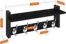 Homode Wall Coat Rack With Shelf, Wood Entryway Hanger With Hooks, Small Floating Pegs for Hanging Coats, Hats, Purses, Backpacks, Black by CozyNest Decor