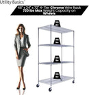 48"x24"x72" Chrome Premium Metal Steel Wire Shelving 4-Tier NSF 3200 LBS MAX Capacity Heavy Duty Storage Rack for Garages, Commercial Spaces, Hospitals, & Schools w/Premium Wheels by CozyNest Decor