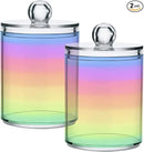 Rainbow Pastel 2PC Airtight Transparent Plastic Storage Jar Food Storage Container Plastic for Food Herbs Tea etc with Storage Lid easy to use and clean With lid Easy To Use by CozyNest Decor