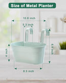 vensovo Metal Railing Planter for Outdoor Plants - 3 Pack Balcony Hanging Flower Pots with Detachable Hooks and Drain Holes Oval Bucket Rail Box Fence Planters for Home Garden Decor, Light Green by GreenHaven Gardens