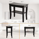VVW 19 Inch 2-Tier Bamboo Shower Bench - Bathroom Bench Seat with Storage Shelf, Wooden Spa Seat with Non-Slip Feet Bath Stool for Adults Women Elderly, (Black) by TinyTreasures Baby Boutique