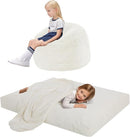 COMAX Kids Bean Bag Chair Turn into Beanbag Bed, Toddler Bean Chair Corduroy for Girl Boy Sleeping, Lazy Children Bean Bags with Filler, Convertible Child Floor Mattress, Beige by TinyTreasures Baby Boutique