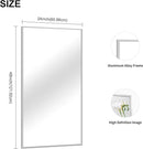 48x24In Silver Bathroom Mirror for Wall, Brushed Nickel Rectangle Mirrors with Metal Frame, Bathroom Rectangular Mirror Modern Wall Mirror for Bedroom Living Room, Hangs Horizontal or Vertical by CozyNest Decor