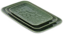 vicrays Ceramic Rectangle Serving Platters - 14" 12" 10" Porcelain Serving Trays Plates for Party BBQ Appetizers Sushi Dessert - Microwave Oven and Dishwasher Safe - Set of 3 Green by CozyNest Decor