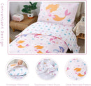 PERFEMET Toddler Bedding Sets Girls 4 Pieces Pink Mermaid Toddler Bed in A Bag Soft Reversible Blush Toddler Bed Set Include Comforter, Flat Sheet, Fitted Sheet, Pillowcase by TinyTreasures Baby Boutique