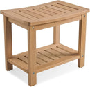 Psilvam Poly Lumber Shower Bench, Shower Stool with Storage Shelf, Water Resistant & Non-Slip Design Shower Seat for Bathroom, Living Room, Bedroom 21 1/4"×14"×18 1/2"（Teak Color） by TinyTreasures Baby Boutique