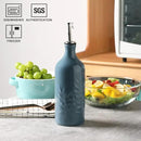Sweejar Ceramic Olive Oil Dispenser Bottle, 20 Oz Relief Opaque Oil Cruet Protects Oil To Reduce Oxidation, Suitable for Storage Oil, Vinegar, Soy Sauce, Coffee Syrup, Liquids, Set of 1 (Fog Blue) by CozyNest Decor
