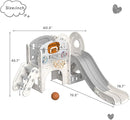 YUFU 9 in 1 Toddler Slide Set, Kids Slide for Toddlers Age 1-3, Toddler Playset with Basketball Hoop and Ball, Outdoor Indoor Playground for Toddlers 1-3 (Beige+Gray) by TinyTreasures Baby Boutique