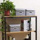PRANDOM Stackable Storage Boxes with Lids [5-Pack] Fabric Decorative Storage Bins Cubes Organizer Containers Baskets with Cover Handles Divider for Bedroom Closet Living Room Grey 9.8x7.9x6.7 Inch by TinyTreasures Baby Boutique