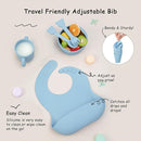 Baby Silicone Feeding Set, 13PCS Baby Self Feeding Set, Toddler Led Weaning Utensils Sets with Suction Bowl and Plate, 3 Set of Baby Spoons and Forks, Adjustable Bid, Sippy Cup with Straw and 2 Lids by TinyTreasures Baby Boutique