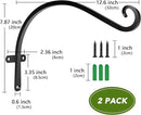 HOOPLE Plant Hangers Outdoor Heavy Duty 2 Pack, Extra Long 12 Inch Cast Iron Hanging Plant Bracket, Metal Black Plant Brackets Hook for Hanging Flower Baskets, Hanging Bracket, Elegant Design by GreenHaven Gardens