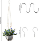Macrame Plant Hanger for 5 to 10 Inch Plant Pots, Set of 2 Indoor Handmade 35 Inch Woven Rope Hanger Kits with Hooks and Wood Beads, Hanging Planter Basket Holder for Boho Home Decor (White, 2 Pack) by GreenHaven Gardens