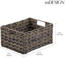 mDesign Woven Farmhouse Kitchen Pantry Food Storage Organizer Basket Bin Box, Container Organization for Cabinets, Cupboards, Shelves, Counter - Store Potatoes, Onions, Fruit, 3 Pack, Espresso Brown by CozyNest Decor