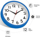 Wall Clock Small Analog 8 Inch Silent Non Ticking Battery Operated Modern Simple Decorative for Kitchen Office Bedroom Bathroom Living Room(Blue) by CozyNest Decor