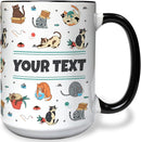 Personalized Mug for Kids - Cats - Custom Name/Text, Ceramic Hot Chocolate/Cocoa/Coffee Cup for Boys/Girls, Birthday/Christmas/Holiday Gift - 15 oz, Black Handle by TinyTreasures Baby Boutique