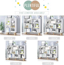 IOTXY Wooden Open Shelf Bookcase - 3-Tier Floorstanding Display Cabinet Rack with Legs, 7 Cubes Free Standing Bookshelf, Warm White by CozyNest Decor