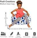 Posh Creations Bean Bag Chair for Kids, Teens, and Adults Includes Removable and Machine Washable Cover, Canvas Bubbles Blue and White, 27in - Medium by TinyTreasures Baby Boutique