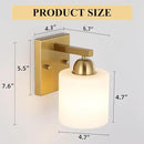 Gold Milk Glass Wall Sconces, 1 Pack Hardwired Indoor Wall Light Fixtures for Living Room, Hallway, Bedroom, Ceramic E26 Sockets (Bulbs Not Included) by CozyNest Decor