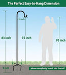 Artibear Adjustable Outdoor Shepherd Hook Stand with 5 Prong Base, 92 Inches Tall 3/5 in Thick, Shiny Black (2 Packs) by GreenHaven Gardens