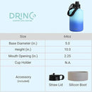 DRINCO Stainless Steel Water Bottle Spout Lid Vacuum Insulated Double Wall Water Bottle(64oz 40oz 32oz 22oz 18oz 14oz) Leak Proof Keep Cold Sport Camping Hiking (64 oz, 64oz Morning Sky Blue) by CozyNest Decor