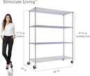 60"x24"x72" PRIME HEAVY DUTY Chrome 4-Tier Wire Shelving NSF 2400 LBS MAX Capacity Storage Rack for Commercial, School, Home, Garage, Warehouse, Industrial, and Hospital Uses (with Wheels) by CozyNest Decor