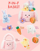 7 Piece Plush Stuffed Animals Playset Toys with Rabbit, Chick, Lamb, Carrot, Egg, Flower, Furry Bag, Soft Basket Set Toys for Girls Kids Ages 3+, Birthday Christmas Valentines Easter Party Favors by TinyTreasures Baby Boutique