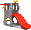 GLACER Toddler Slide, 5 in 1 Kids Climber Slide Playset w/Basketball Hoop, Telescope, Crawl Through Space, Easy Climb Stairs, Freestanding Slide Toddler Playground for Indoor and Outdoor by TinyTreasures Baby Boutique