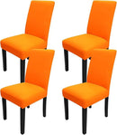 JQinHome Dining Chair Slipcover, High Stretch Removable Washable Chair Seat Protector Cover Set of 4,Chair Covers for Halloween Dining Room, Kitchen,Home Party,Wedding Ceremony(Orange, 4PC) by CozyNest Decor