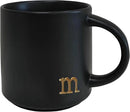 COLLECTIVE HOME - Black Monogram Ceramic Mugs, 15 oz Golden Initial Coffee Cups, Elegant Alphabet Tea Mugs, Personalized Halloween Mug with Gift Box, Perfect for Office and Home Décor (m) by CozyNest Decor