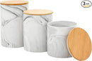 Farmlyn Creek Sugar & Coffee Container Set 3-Piece - White Marble Finish Ceramic Jar Set - Airtight Wood Lids - Ceramic Containers with Lids for Countertop Storage (5.9"/4.9"/3.9) by CozyNest Decor