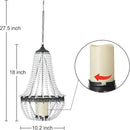 Hanging Candle Lantern, 27” Battery Operated Modern Clear Acrylic Crystal Chandeliers with Flickering Yellow Led Candle Light S Hooks for Garden, Backyard, Gazebo, Room Indoor Outdoor Decor by GreenHaven Gardens