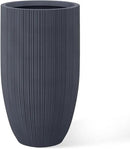 Kante 24 Inch Tall Round Concrete Planter, Large Indoor Outdoor Plant Pots with Drainage Hole and Rubber Plug, Modern Decorative Garden Pots for Home Patio Porch, Textured Charcoal by GreenHaven Gardens