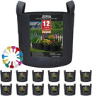 JERIA 12-Pack 2 Gallon, Vegetable/Flower/Plant Grow Bags, Aeration Fabric Pots with Handles (Black), Come with 12 Pcs Plant Labels by GreenHaven Gardens
