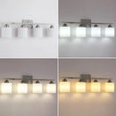 Stainless Steel Milk Glass Vanity Lights for Bathroom, 4 Light Brushed Nickel Bathroom Light Fixtures Over Mirror, Ceramic E26 Sockets Wall Mounted by CozyNest Decor
