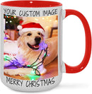 Ship Next Day Custom Mug Design Your Own Photo Text Personalized Picture Gifts for Women Men Customized Gifts Idea Personalized Coffee Mugs 15oz Red Handle by TinyTreasures Baby Boutique
