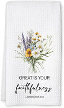 Christian Kitchen Towel, Waffle Weave Microfiber Scripture Hand Towel, Great is Your Faithfulness Bible Verse Farmhouse Decor for Kitchen Bathroom, Inspirational Gift for Women by CozyNest Decor